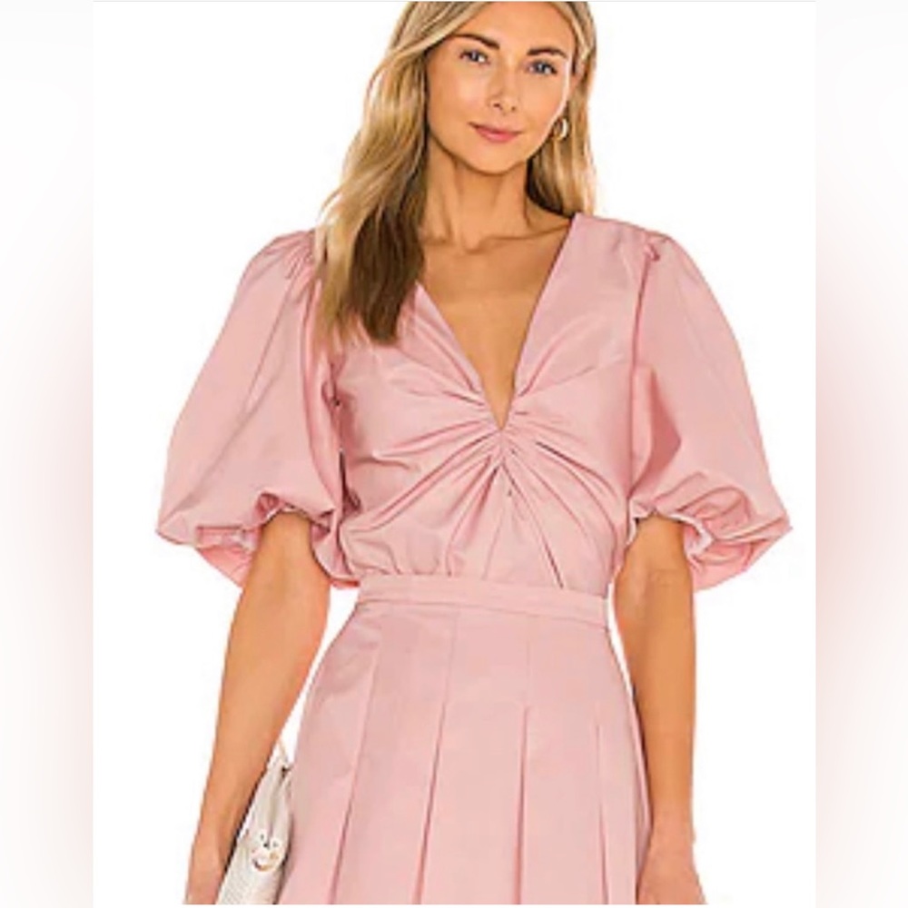 COPY - Amanda Uprichard Neveah Top in Bloom (Pink)